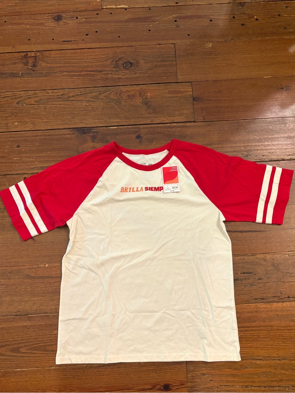 White & Red Raglan Baseball Tee - Brilla Siempre- latino heritage month